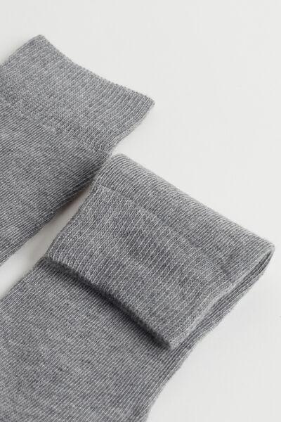 Grey Blend Breathable Cotton Long Socks, Kids Girls, , large image number 2