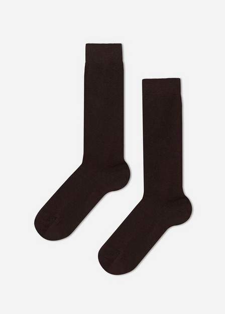 Calzedonia - Chocolate Breathable Cotton Long Socks, Kids Girl