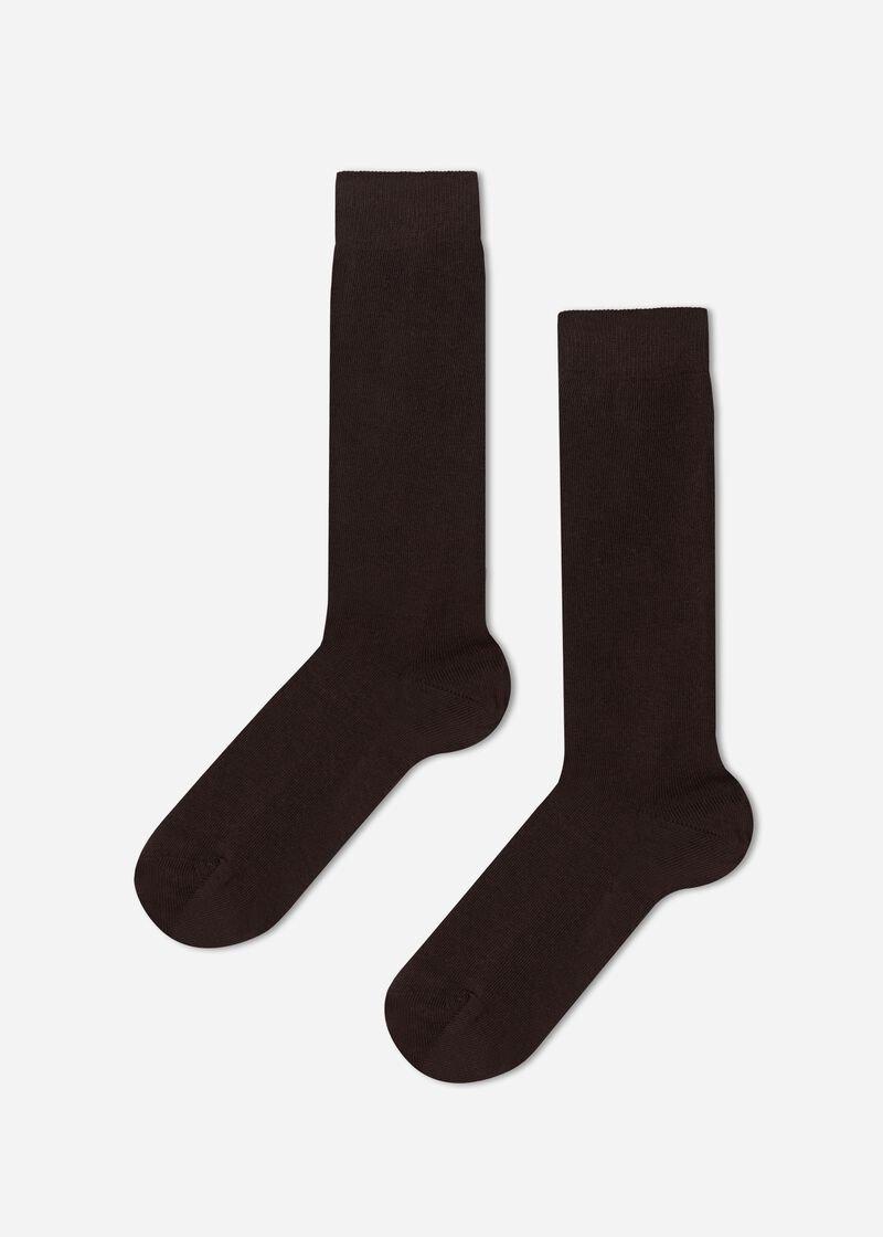 Brown Breathable Cotton Long Socks, Kids Girls, , large image number 0