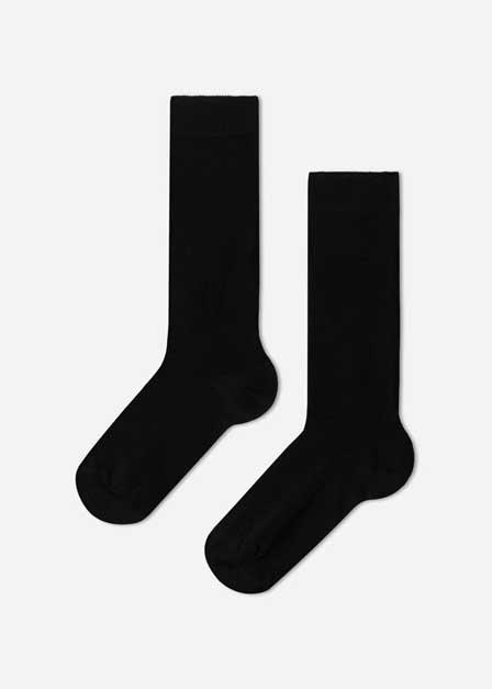 Black Light Cotton Long Socks, Kids Girl, , large image number 0