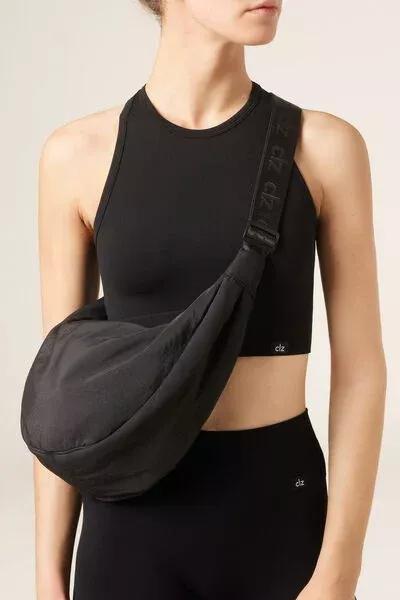 Black Half-Moon Crossbody Bag, Black, large image number 0