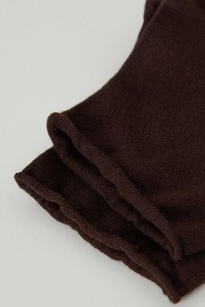 Brown Cuffless Short Socks, Brown, large image number 1