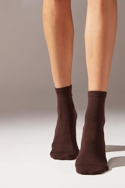 Brown Trim Detail Short Socks, , large image number 0