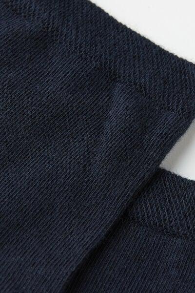 Blue Trim Detail Short Cotton Socks, Blue, medium