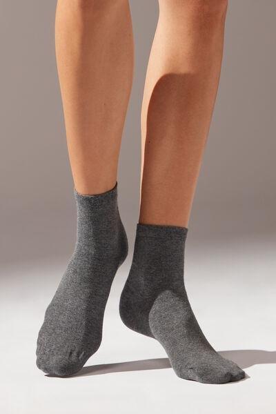 Grey Trim Detail Short Socks, , large image number 0
