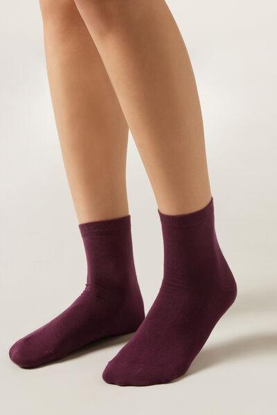 Burgundy Trim Detail Short Socks, , large image number 0