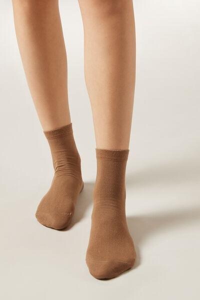Beige Trim Detail Short Socks, , large image number 0
