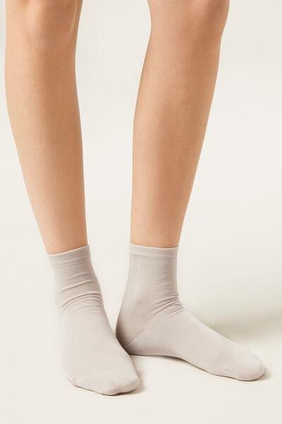 Grey Trim Detail Short Cotton Socks, 5501_703D, large image number 0
