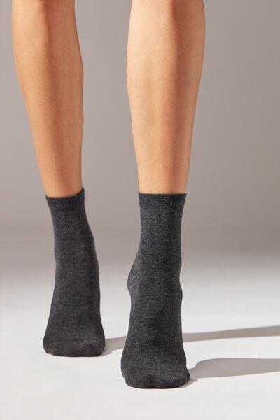 Grey Blend Trim Detail Short Socks, , large image number 0