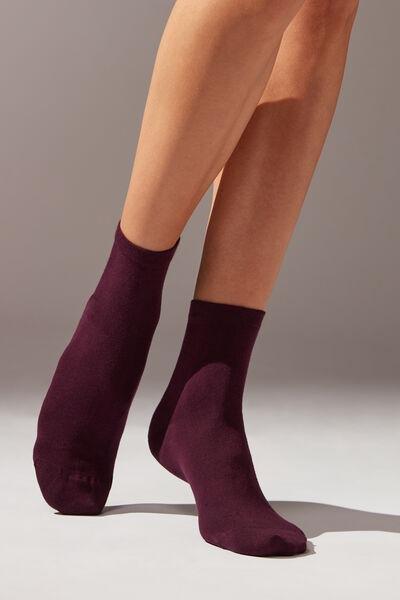 Purple Trim Detail Short Socks, , large image number 0