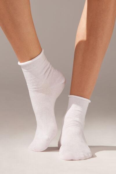 WHITE Seamless Short Socks with Linen, , large image number 1