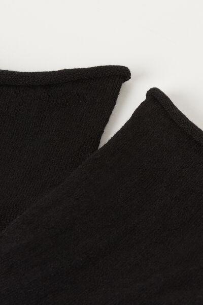 Black Seamless Short Linen Socks, Black, large image number 1