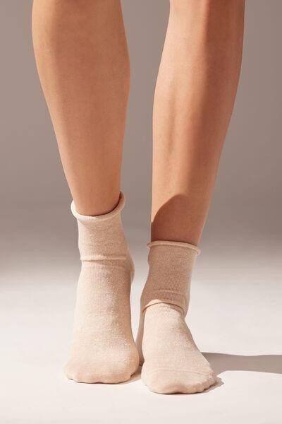 NATURAL Seamless Short Socks with Linen, , large image number 0