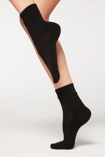 Black Sport Cashmere Short Socks ,Women, , large image number 0