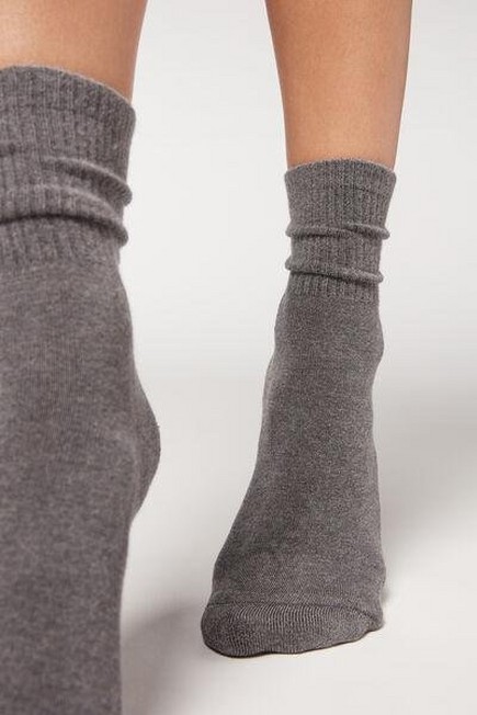 Calzedonia - Grey Blend Sport Cashmere Short Socks ,Women