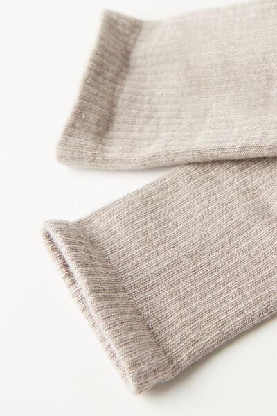 Biege Sport Cashmere Short Socks, Natural Sand Blend, large image number 1