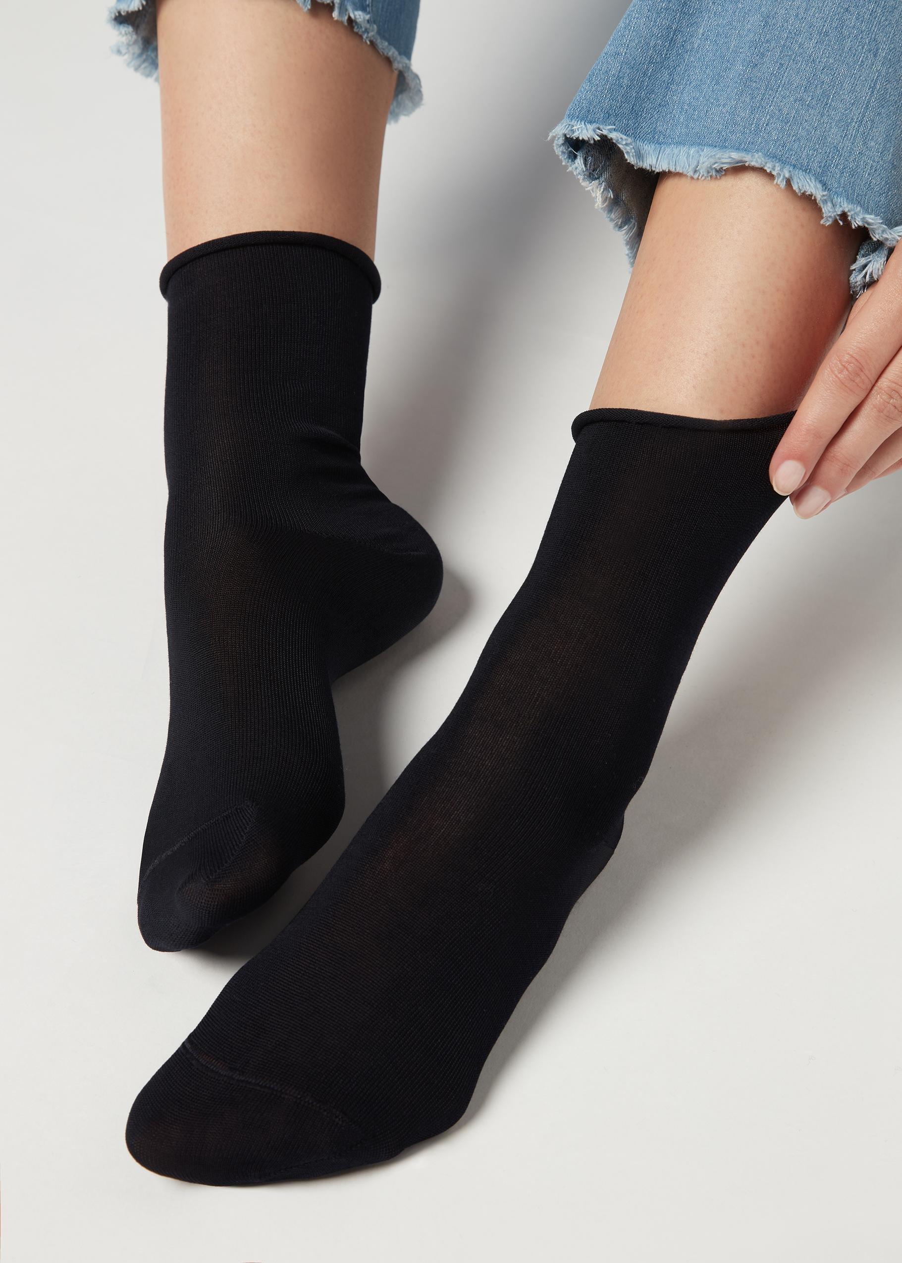 Navy Raw Cut Short Socks, Blue, large image number 0