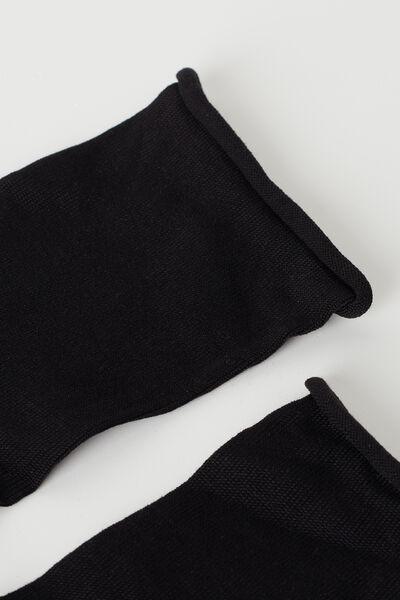 Black Raw Cut Short Socks, Black, large image number 1