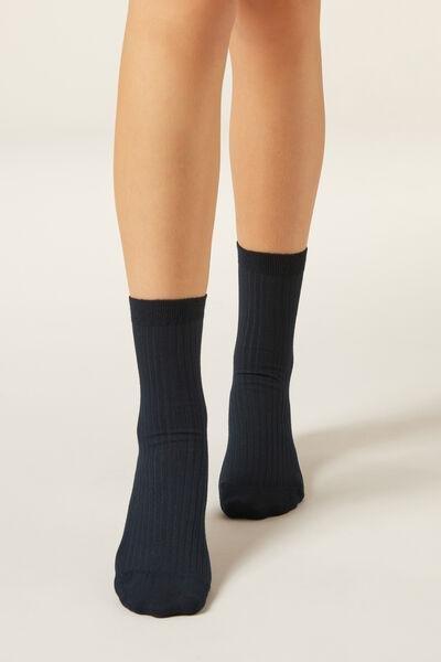 Navy Short Cashmere Socks, Blue, large image number 0