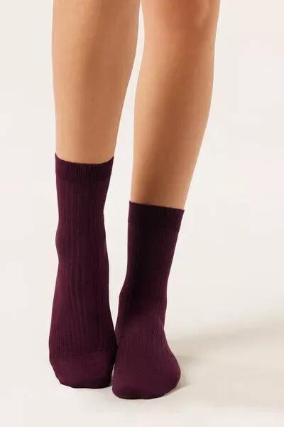 Burgundy Short Cashmere Socks, 5501_174D, medium