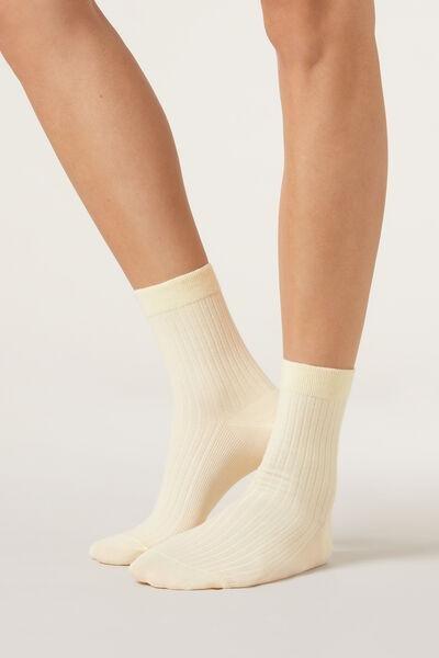 Cream Cashmere Short Socks, , large image number 1