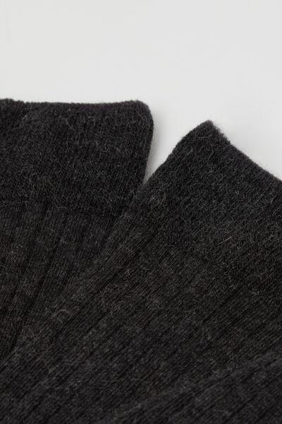 Grey Short Cashmere Socks, Charcoal Grey Blend, medium