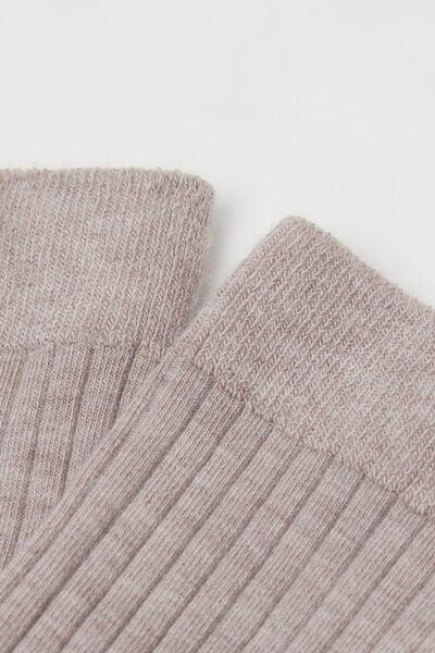 Grey Short Ribbed Socks, Natural Sand Blend, large image number 1