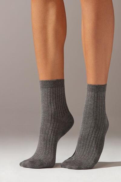 Grey Cashmere Short Socks, , large image number 0