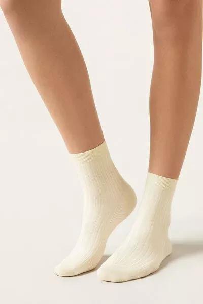Cream Short Socks, Milk White, large image number 0