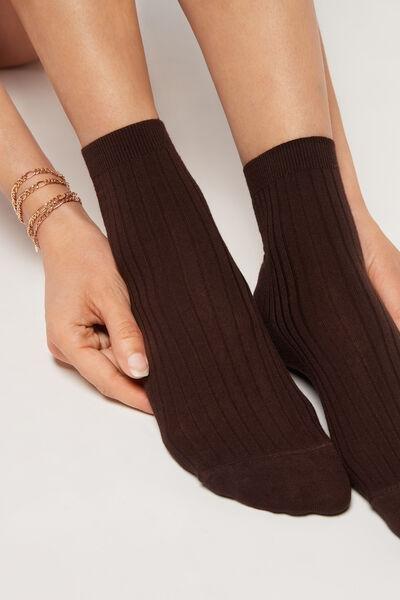 Brown Cashmere Short Socks, , large image number 0