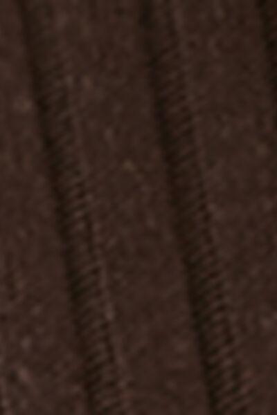 Brown Ribbed Short Cotton Socks, Chestnut Brown, large image number 2