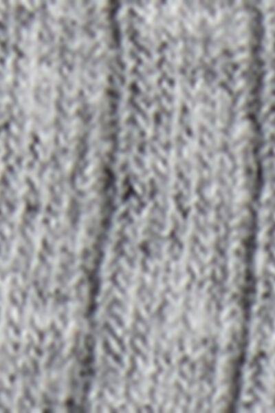 Grey Ribbed Short Cotton Socks, Grey Blend, large image number 3