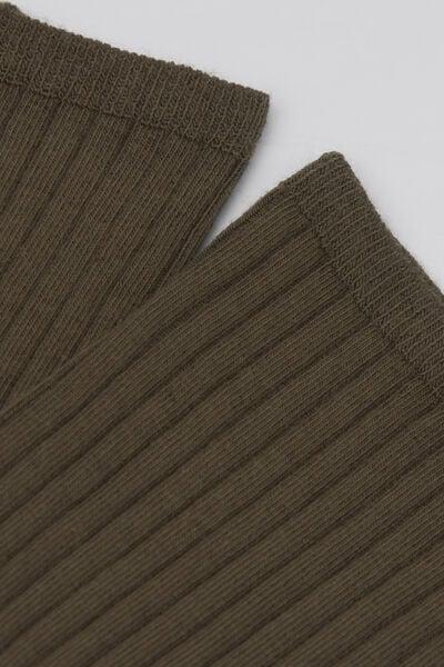 Green Ribbed Short Cotton Socks, 5501_441D, large image number 1