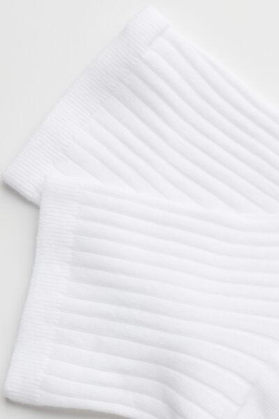 White Ribbed Short Socks, , large image number 2