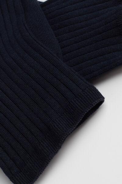 Blue Ribbed Short Socks, , large image number 1