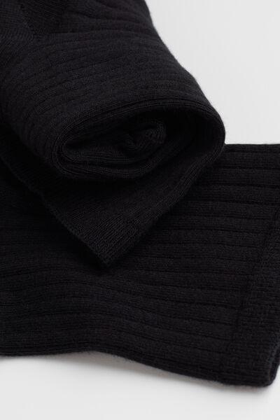 Black Ribbed Short Socks, , large image number 1