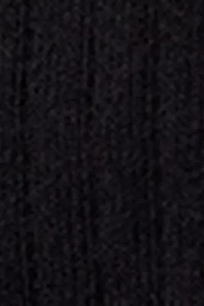 Black Ribbed Short Socks, Black, large image number 2