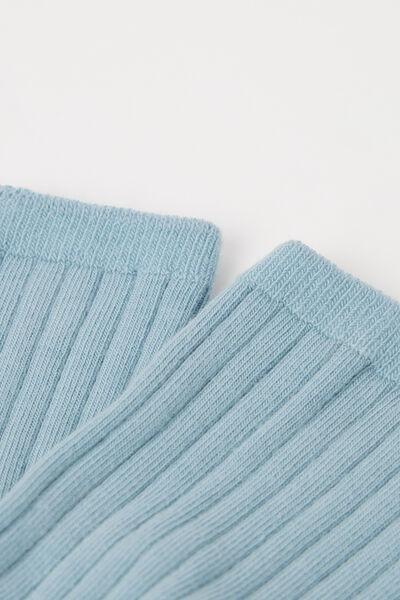 Blue Ribbed Short Socks, , large image number 1