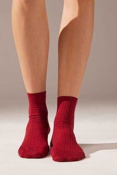 Calzedonia - Red Ribbed Short Socks