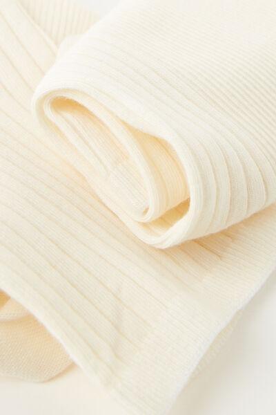 White Ribbed Short Socks, , large image number 1