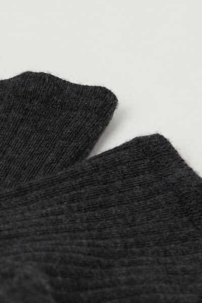Grey Ribbed Short Socks, , large image number 1