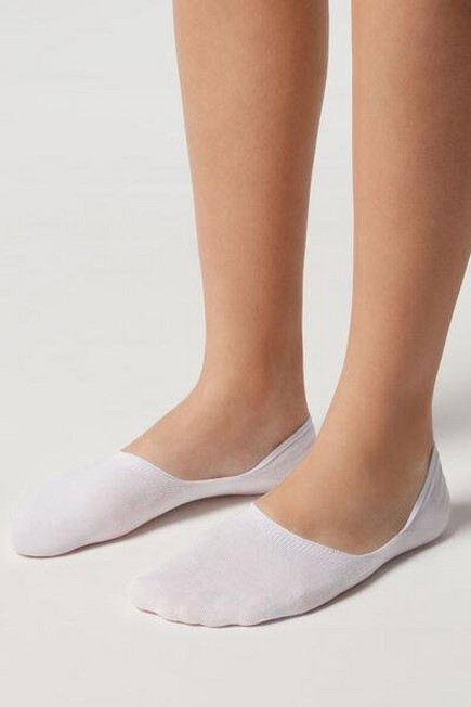 Calzedonia - White Cotton Invisible Socks, Unisex