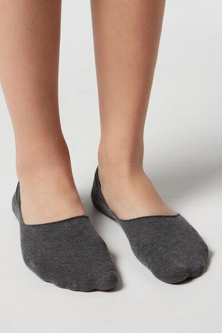 Calzedonia - Mid Grey Blend Cotton Invisible Socks, Unisex