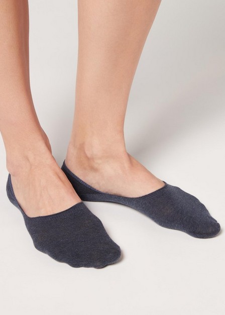 Calzedonia - Blue Denim Cotton Invisible Socks, Unisex