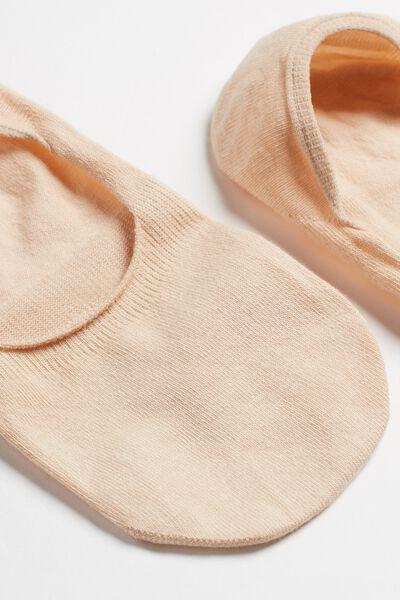 Beige Cotton Invisible Socks, Unisex, , large image number 1