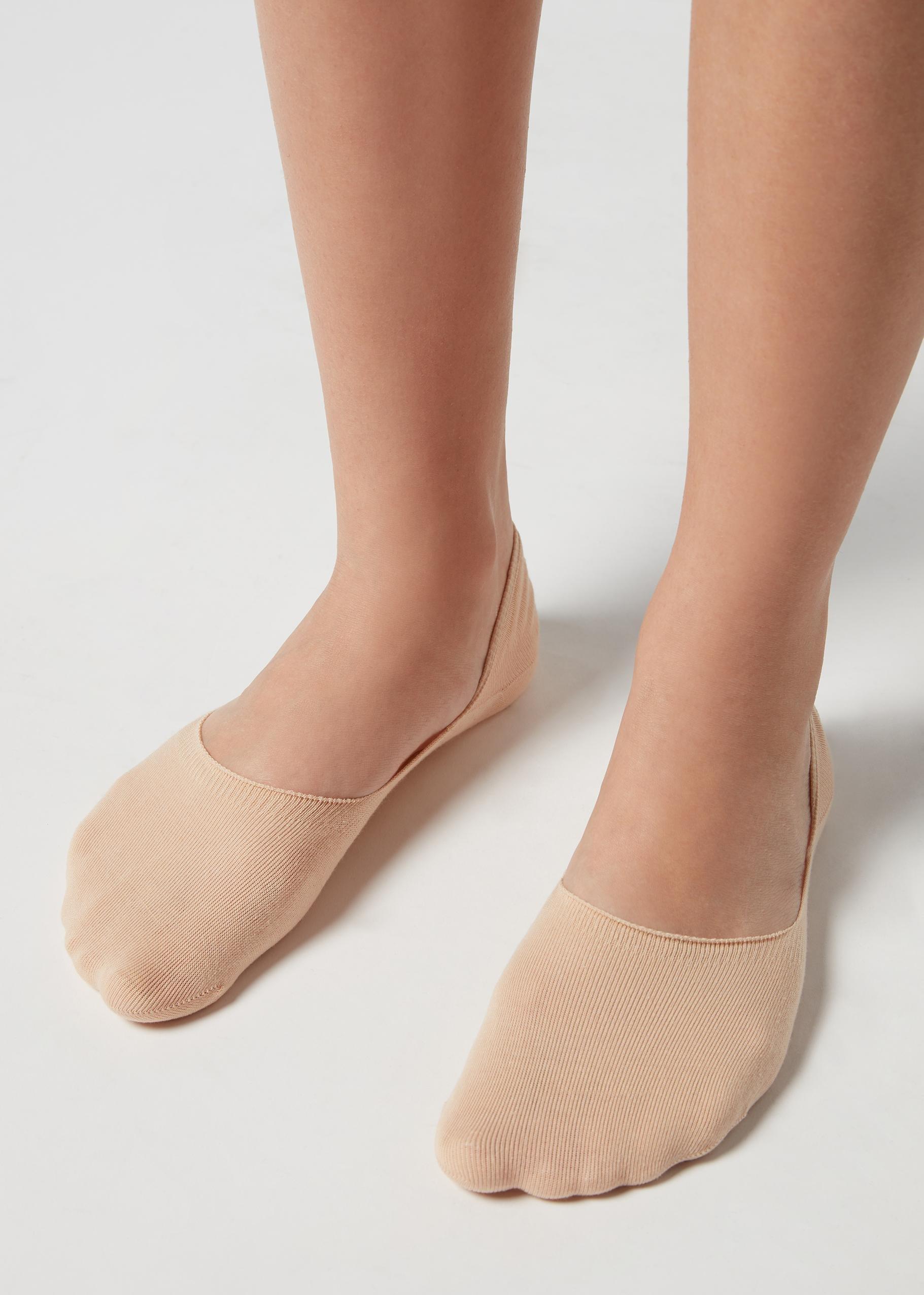 Beige Cotton Invisible Socks, Unisex, , large image number 3
