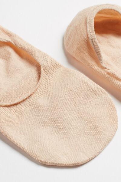Beige Cotton Invisible Socks, Unisex, , large image number 4