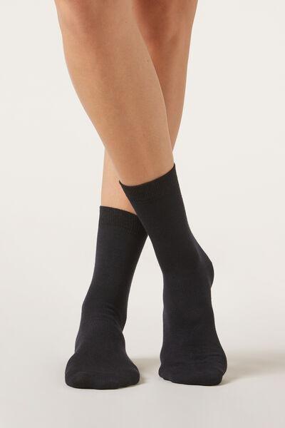 Blue Wool And Cotton Short Socks, , medium