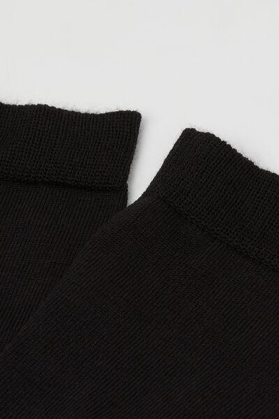 Black Wool And Cotton Short Socks, Black, large image number 2