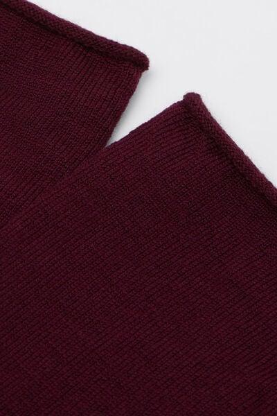 Burgundy Raw Edge Wool Short Socks, 5501_174D, large image number 1